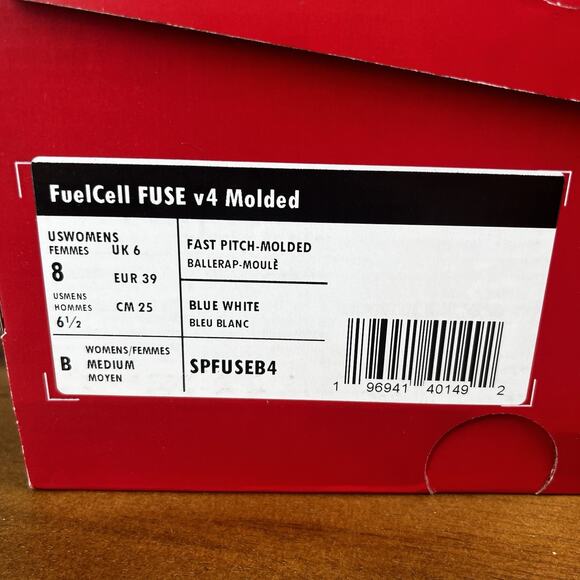 New Balance FuelCell Fuse V4 Molded Softball Womens Size 8 Shoe Cleat Blue White - Picture 11 of 12